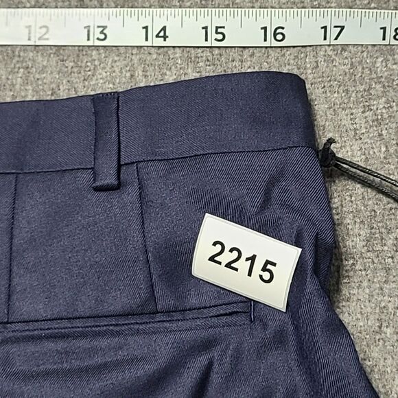 J Hilburn Dress Pants Mens 33x32 Navy Blue Flat Front Tailored Wool Blend Formal - Picture 8 of 8